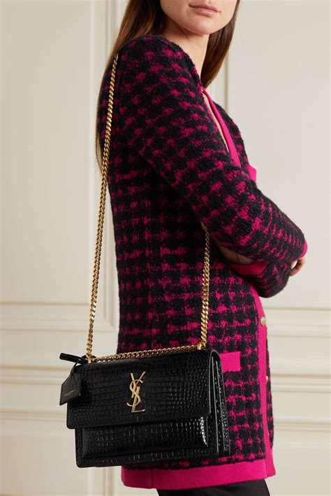 is ysl sunset classic bag|ysl sunset bag crocodile.